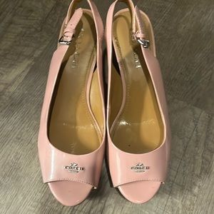 Pink coach wedges size 8.5